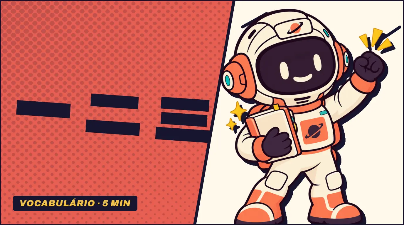 Os numerais 一 二 三 em letras grandes sobre fundo coral, ao lado do Ginga, astronauta mascote da Fluentei, que segura um caderno e ergue o punho.